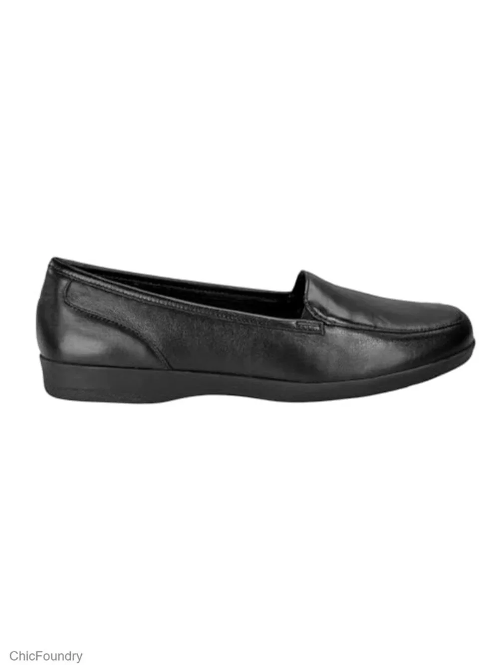 Women's Loafer Slip-On with Elastic Panels, Leather Upper, Cushioned Footbed,